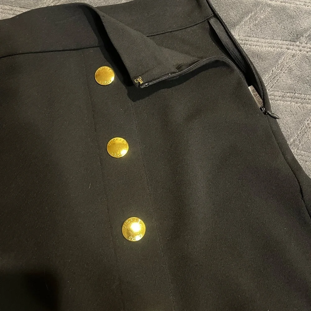 Michael Kors Black Mini Skirt with Gold Buttons